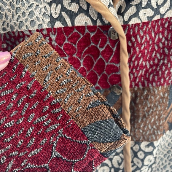 White Stag Vintage Animal Print Burnout Brocade Tapestry Button Up Blazer Jacket - Picture 5 of 12